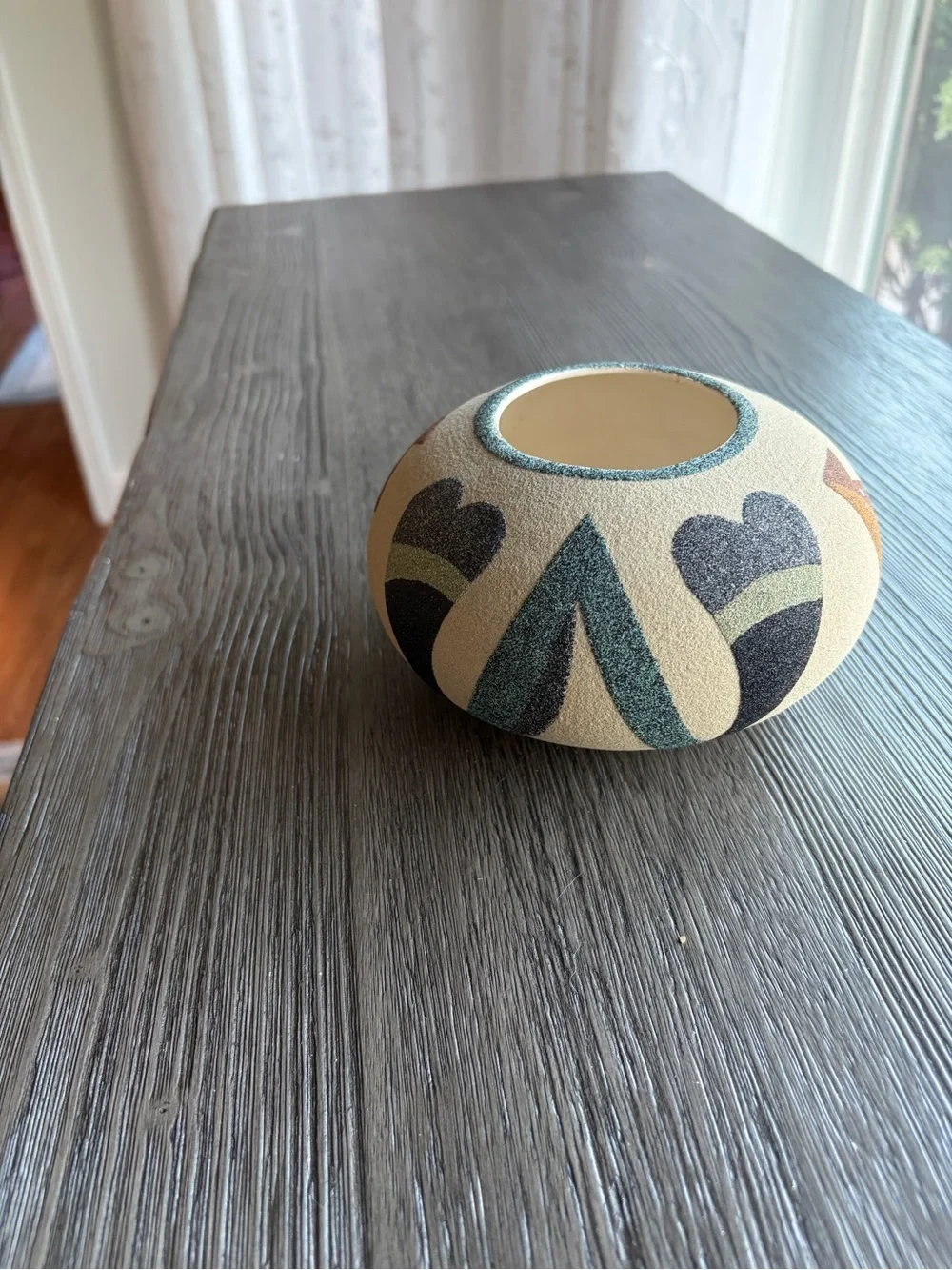 Handcrafted Sand-Textured Decorative Bowl in Cream with Multicolor Accents